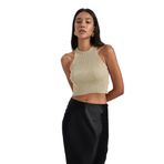 DeFacto Fitted Halter Yaka Simli Kumaş Atlet Bej L