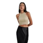 DeFacto Fitted Halter Yaka Simli Kumaş Atlet Bej S