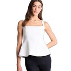 DeFacto Fitted Kare Yaka Krep Askılı Bluz Ekru, L, H1571AX26SP, Ekru-ER105, Kadın
