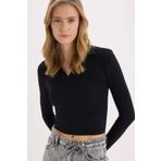 DeFacto Fitted Polo Yaka Basic Düz Modal Uzun Kollu Beyaz Tişört E7938ax25sp