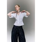 DeFacto Fitted Poplin Kısa Kollu Beyaz Gömlek, S, H1573AX26SP, Beyaz-WT34, Kadın