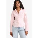DeFacto Fitted Poplin Uzun Kollu Gömlek, L, F9434AX25AU, Pembe-PN648, Kadın