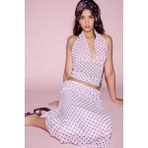 DeFacto Fitted Puantiyeli Halter Yaka Tül Pembe Bluz H5916AX26SM - Pembe-PN440 - XL