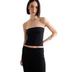 DeFacto Fitted Straplez Bluz Siyah, L, D4891AX24HS, Siyah-BK81, Kadın