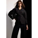 DeFacto Fitted V Yaka Krep Blazer Ceket, 36, H0904AX26SM, Siyah-BK81, Kadın