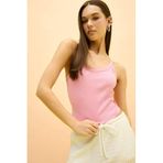DeFacto Fitted Vücuda Oturan Fitilli Kaşkorse Basic Atlet, XS, B0563AX25SM, Pembe-PN649, Kadın