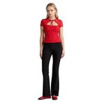 DeFacto Flare Fit Fermuarlı Normal Bel Bengalin Pantolon, 40, G2313AX26SP, Siyah, Kadın