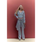 DeFacto Flare Fit Ribana Pantolon, XL, E0628AX26SP, Gri, Kadın
