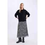 DeFacto Flare Fit Zebra Desenli Yüksek Bel Tül Maxi Etek, S, E3974AX25SP, Siyah-BK81, Kadın