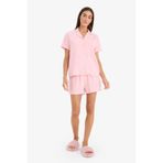 DeFacto G1962AX26SP Pembe Kadın Pijama Takımı Kısa Kollu Üst Şort