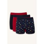 Defacto G4683AXNV135 Lacivert Regular Fit Desenli 3'lü Boxer