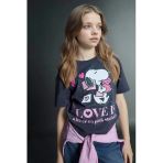 Defacto G8188a8ar1 Antrasit Snoopy Relax Fıt Tişört Kız Çocuk