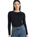 DeFacto G8256AX25WN BK81 Siyah Slim Fit Bisiklet Yaka Basic Düz Modal Uzun Kollu Kadın Tişört