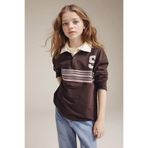 DeFacto G8461A826SP Kahve-BN130 Kız Çocuk Polo Yaka Baskılı T-shirt