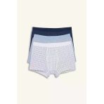 Defacto G8557a8be789 Mavi Ribana 3'Lü Boxer Erkek Çocuk