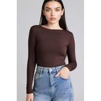 DeFacto G9201AX26SP BN116 Kahve Slim Fit Basic Kadın Tişört