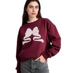 Defacto G9608AX26SP BR33 Bordo Oversize Baskılı Kadın Sweatshirt
