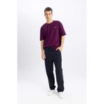 DeFacto Gabardin Pantolon Baggy Fit Bol Rahat Kesim Cepli Düz Paça, 30/30, B4762AX24SP, Lacivert-NV239, Kadın
