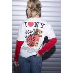Defacto H0147a8er105 Ekru I Love Ny Oversıze Tişört Kız Çocuk