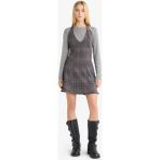 DeFacto Halter Yaka Kareli Mini Elbise G3860AX25AU - Antrasit-AR82