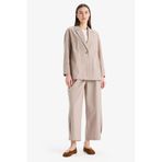 DeFacto Harem Çizgili Pensli Keten Karışımlı Pantolon, 36, E4564AX25SP, Bej, Kadın