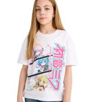 DeFacto Hatsune Miku Relax Fit Bisiklet Yaka Kısa Kollu Tişört Kız Çocuk, 7-8 Yaş, E6516A825HS, Beyaz-WT34, Kız Çocuklar