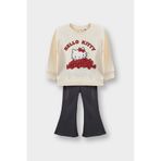 DeFacto Hello Kitty 2'li Takım Sweatshirt Eşofman Altı Kız Bebek, 9-12 Ay, G0100A525WN, Ekru-ER238, kız-bebek