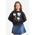 DeFacto Hello Kitty Overshirt Fit Bisiklet Yaka Sweatshirt Kız Çocuk G3239A825WN - Antrasit - 11 - 12 Yaş