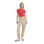 DeFacto Jogger Pantolon Gabardin Kumaş Normal Bel Basic Kargo Cepli, 36, B0454AX24AU, Bej-BG737, Kadın