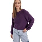 DeFacto Kadın Coool Relax Fit Crop Triko Kazak, Mor, M