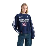 DeFacto Kadın Lacivert Coool Oversize Fit Geniş Kalıp Bisiklet Yaka Sırt Baskılı Kalın Sweatshirt XL