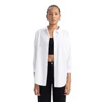 Defacto Kadın Oversize Fit Gömlek Yaka Poplin Uzun Kollu Tunik, Beyaz, XS