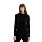 DeFacto Kadın Siyah Regular Fit Bisiklet Yaka Premium Basic Düz Crop Kazak XS