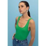 DeFacto Kadın Slim Fit Dar Kesim U Yaka Basic Düz Atlet, XS, TYC00855065592, Yeşil-GN448