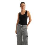 DeFacto Kadın Slim Fit Yuvarlak Yaka Atlet, Siyah, S
