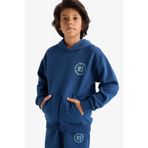 DeFacto Kapüşonlu Baskılı İçi Yumuşak Tüylü Sweatshirt Erkek Çocuk, 7-8 Yaş, E9599A825AU, Mavi-BE829, erkek-çocuk
