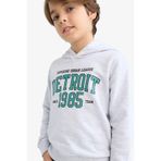 DeFacto Kapüşonlu Baskılı Sweatshirt Erkek Çocuk, 5-6 Yaş, F2846A825AU, Gri-GR400, erkek-çocuk