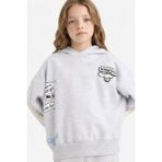 DeFacto Kapüşonlu Baskılı Sweatshırt Kız Çocuk G6829A826SP - Gri-GR421 - 11 - 12 Yaş