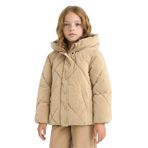 DeFacto Kapüşonlu Fermuarlı Çıtçıtlı Kapitoneli Mont Kız Çocuk, 5-6 Yaş, Kapitoneli Mont, Kum, girls