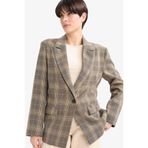 DeFacto Kareli Blazer Ceket, 40, G0678AX25AU, Kahve-BN220, Kadın