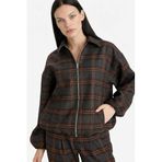 DeFacto Kareli Fermuarlı Blazer Ceket, 36, G7928AX25WN, Kahve-BN267, Kadın