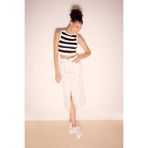 DeFacto Kargo Fit Poplin Midi%100 Pamuk Etek, 34, A8605AX23SM, Beyaz-WT32, Kadın
