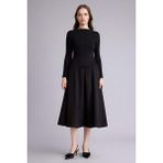 DeFacto Kayık Yaka Poplin Uzun Kollu Midi Elbise H0554AX26SP - 38 - Siyah-BK81