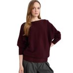 DeFacto Kayık Yaka Triko Kazak, L, G3403AX26SP, Bordo-BR230, Kadın