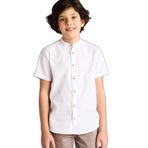 DeFacto Keten Görünümlü Gömlek Erkek Çocuk, 8/9 Yaş (134cm), G7663A826SM, Beyaz, Erkek Çocuk