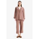 DeFacto Keten Karışımlı Basıc Kısa Paça Harem Pantolon, 42, B7506AX25SP, Kahve-BN552, Kadın
