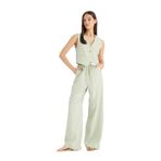 DeFacto Keten Karışımlı Pantolon Wide Leg Geniş Bol Paça Cepli Basic Düz Normal Bel Standart Boy, 40, D1010AX25SPGN1181-218052, Mint, Kadın