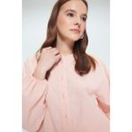 DeFacto Keten Karışımlı Regular Fit Flamlı Pamuk Uzun Kollu Gömlek Tunik E1759AX25SM - Pembe-PN437