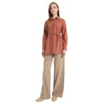 DeFacto Keten Karışımlı Wide Leg Geniş Paça Flamlı Pantolon, 42, E7480AX25SM, Bej-BG404, Kadın