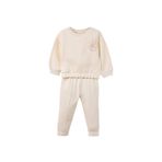 DeFacto Kız Bebek Aplike 2'li Takım Sweatshirt Eşofman Altı, 3-4 Yaş, G8500A526SP, Ekru-ER230, kız-bebek